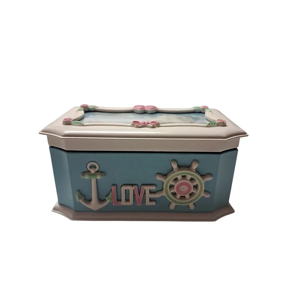 Blue Dancing Ballerina Couple Musical Jewelry Storage‎ Box